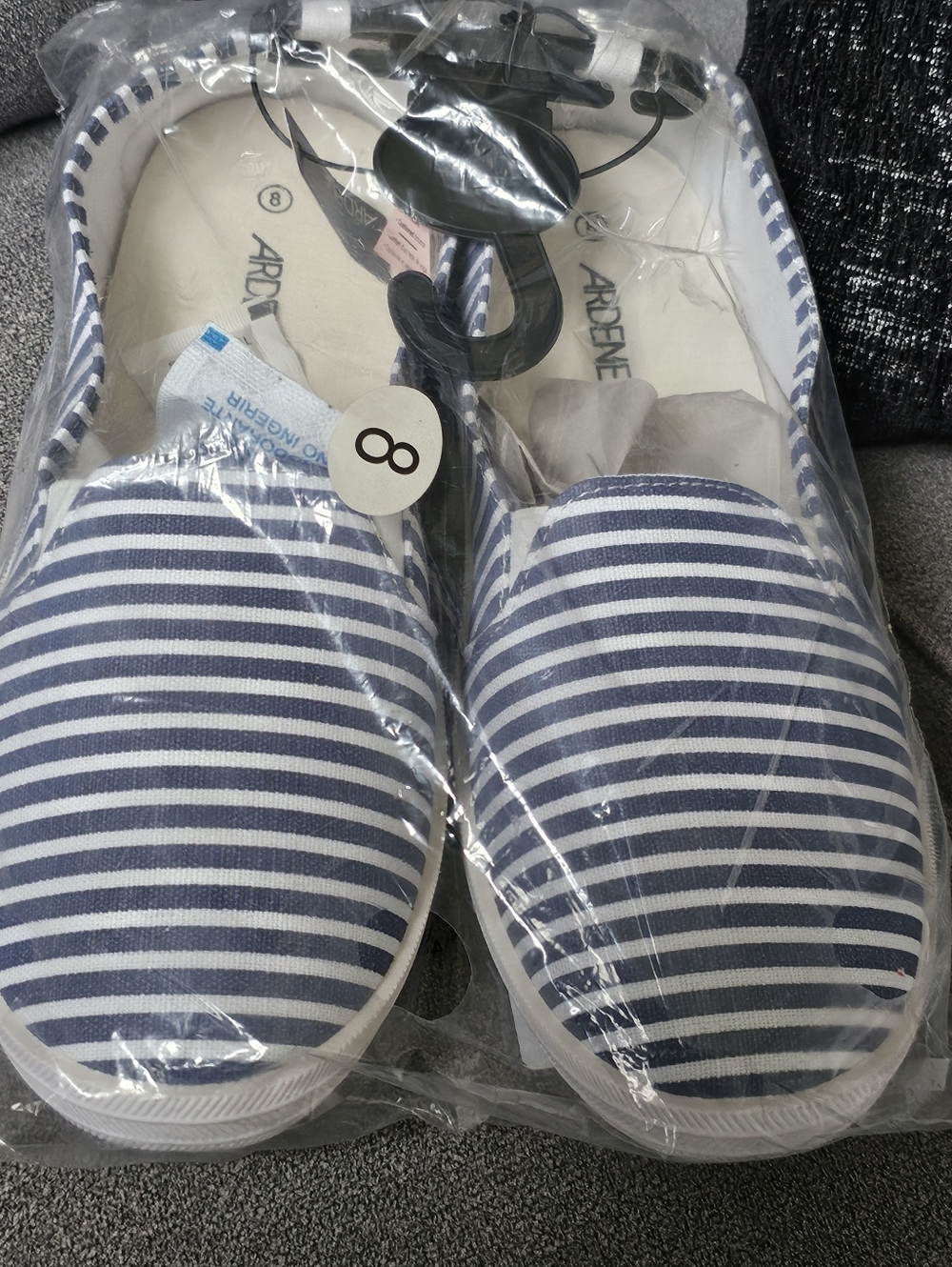 NWT Ardene Sneakers Canvas Slip On Blue White Stripe 8 Shoe Nautical Flats - Picture 4 of 4